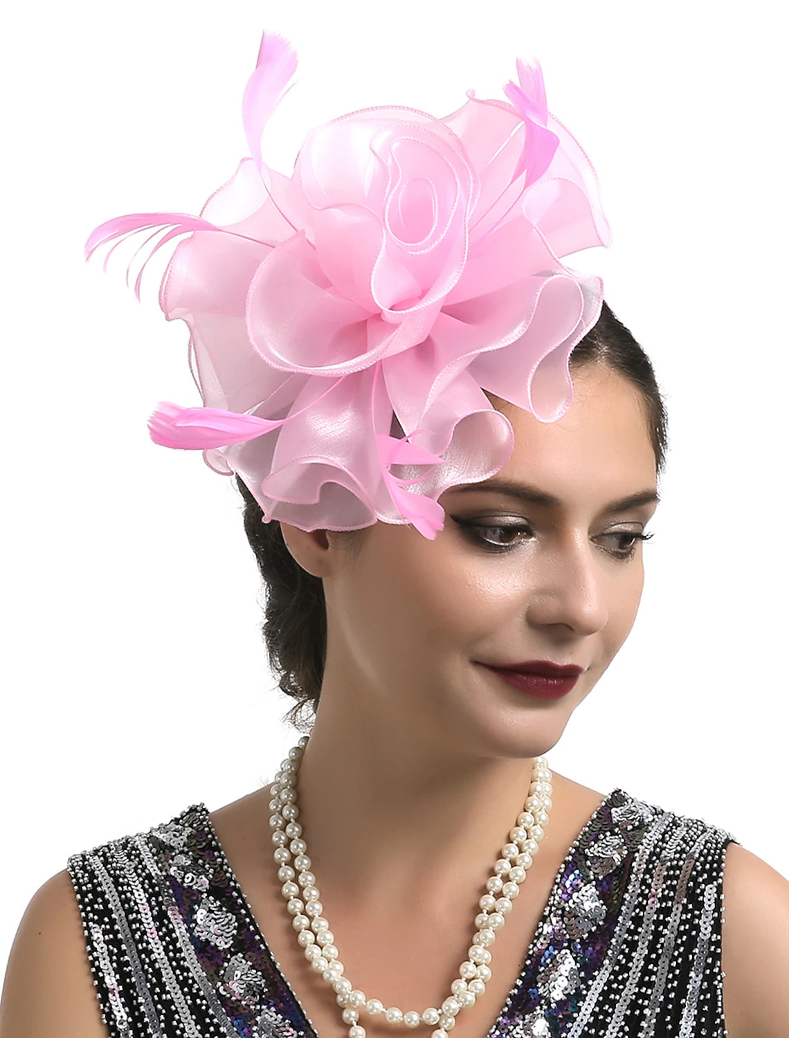 Wholesale Fascinators Kentucky Derby Hat Headwear Organza Fedora Hat Holiday Cocktail Retro Elegant With Feather Pure Color Headpiece Headwear